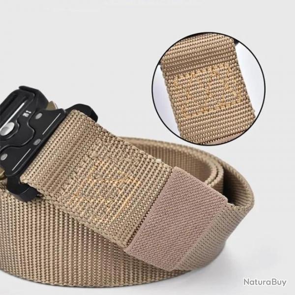 Ceinture Tissu Tactique Elastique Militaire Beige