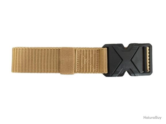 Ceinture En Tissu Tactique Elastique Beige Boucle Grise Militaire Homme et Femme