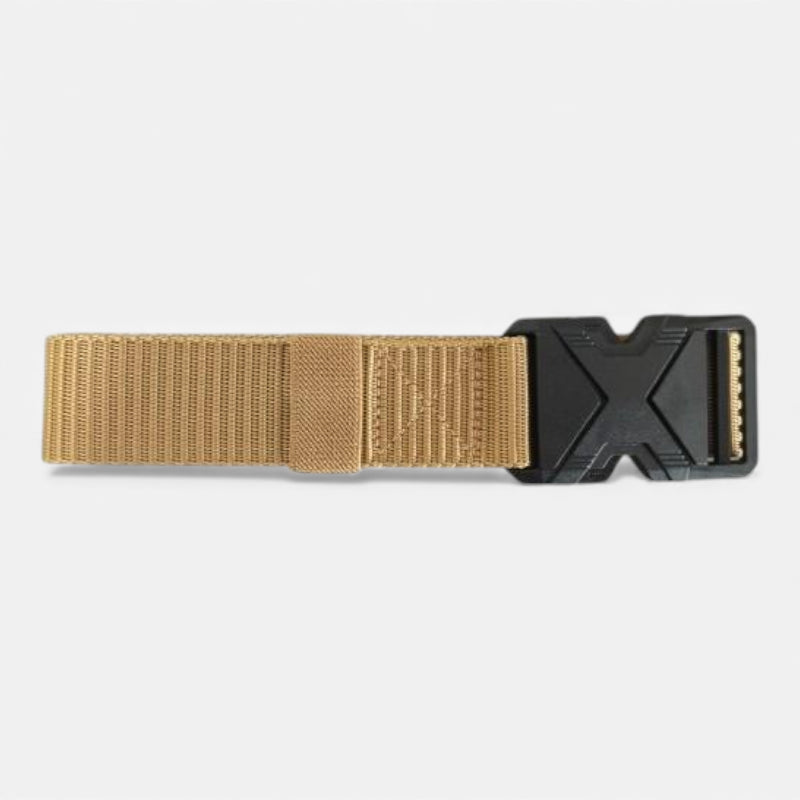 Ceinture En Tissu Tactique Elastique Beige Boucle Grise Militaire Homme et Femme