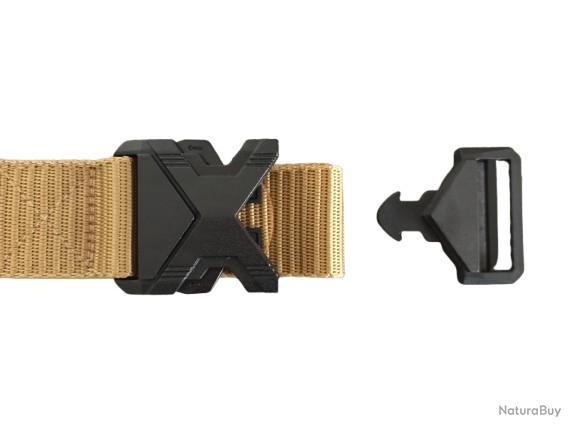 Ceinture En Tissu Tactique Elastique Beige Boucle Grise Militaire Homme et Femme