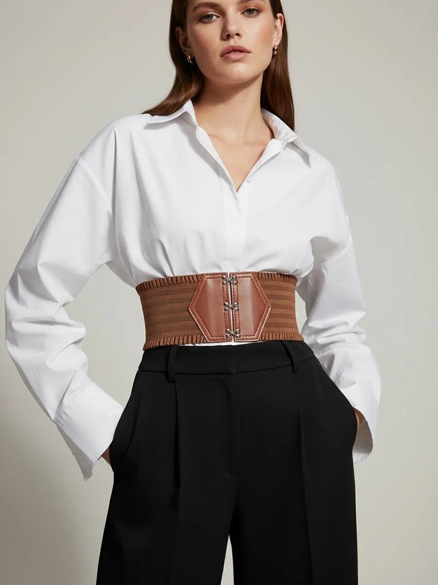 Ceinture Elastique Taille Haute Marron