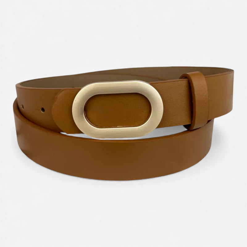 Ceinture Femme Cuir Marron Boucle Dorée