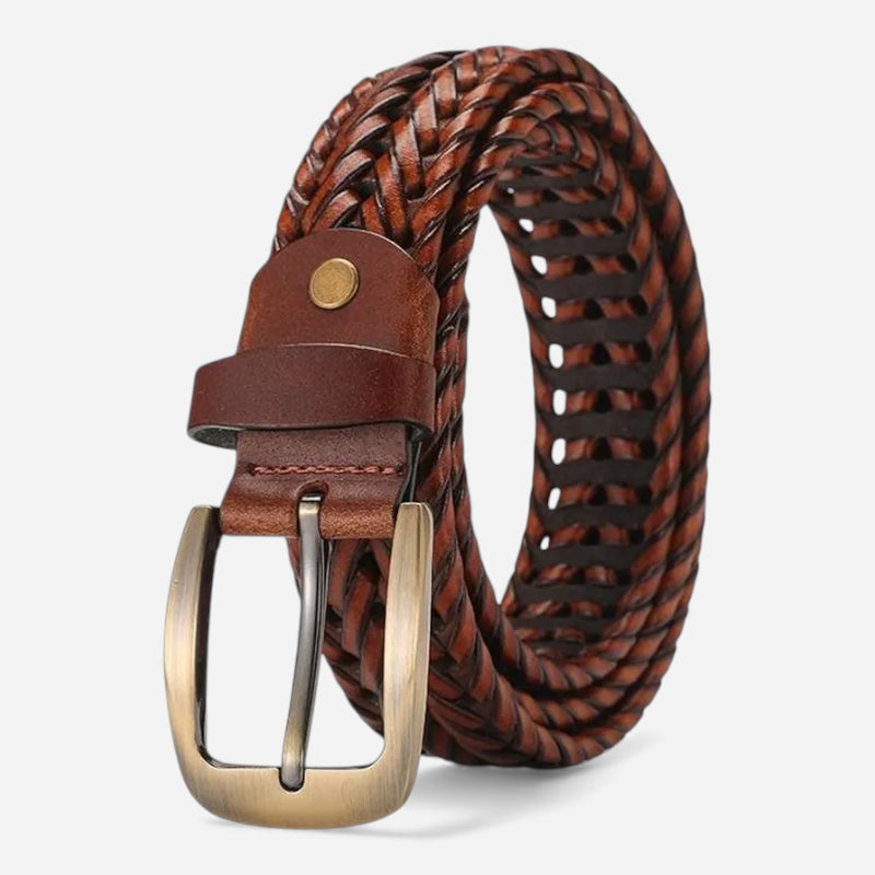 Ceinture Cuir Tressée Marron