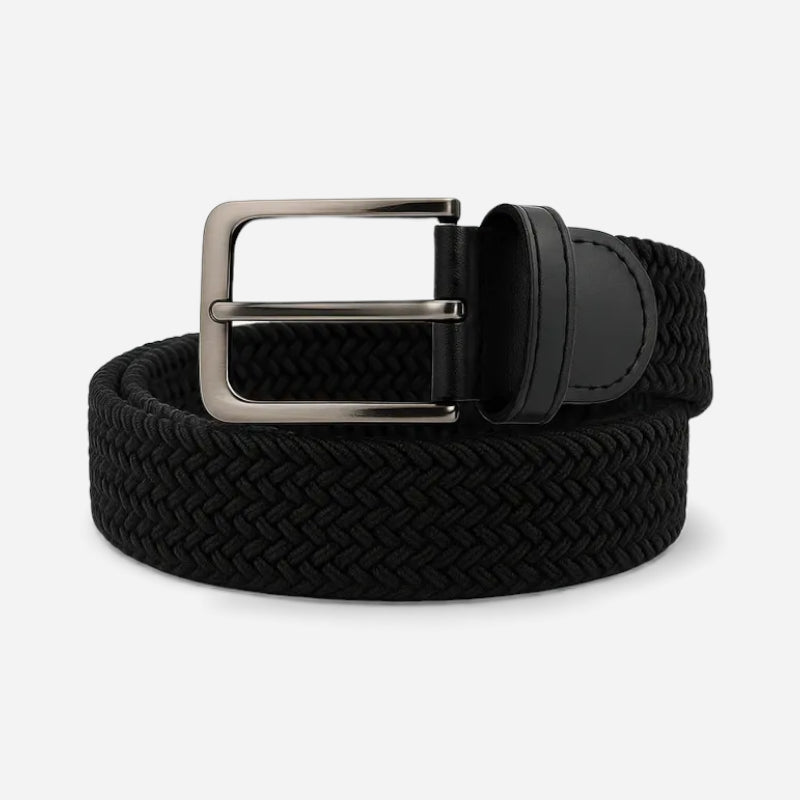 Ceinture Tissu Tressé Noir Unisexe