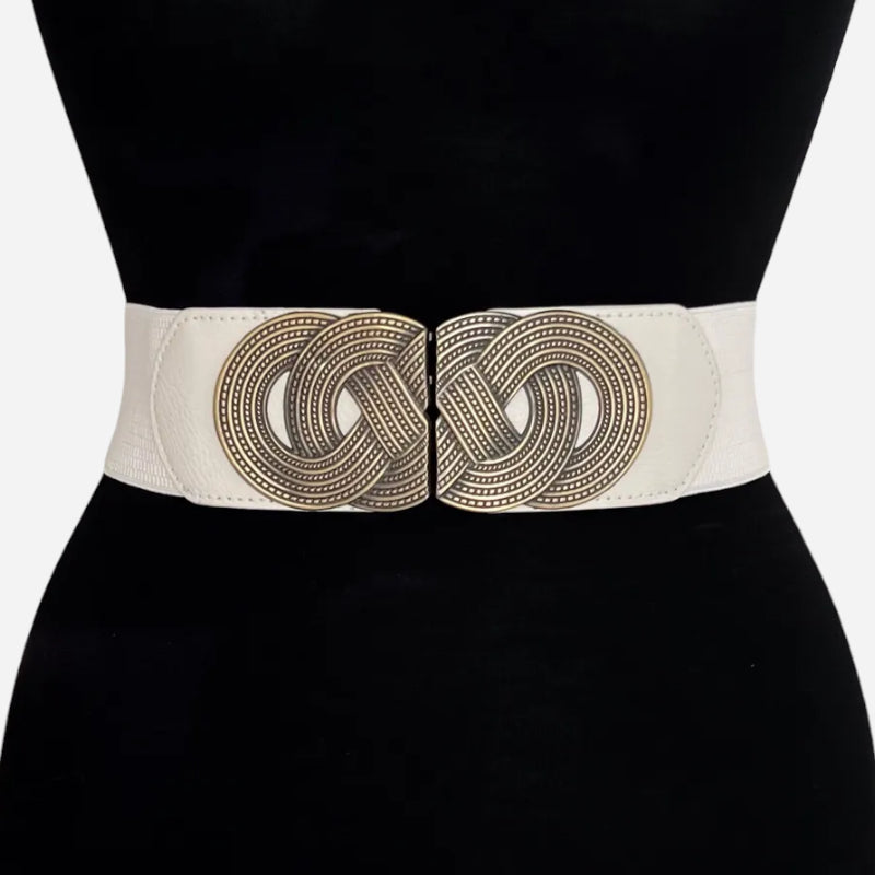 Ceinture Large Tissu Elastique Blanche Femme