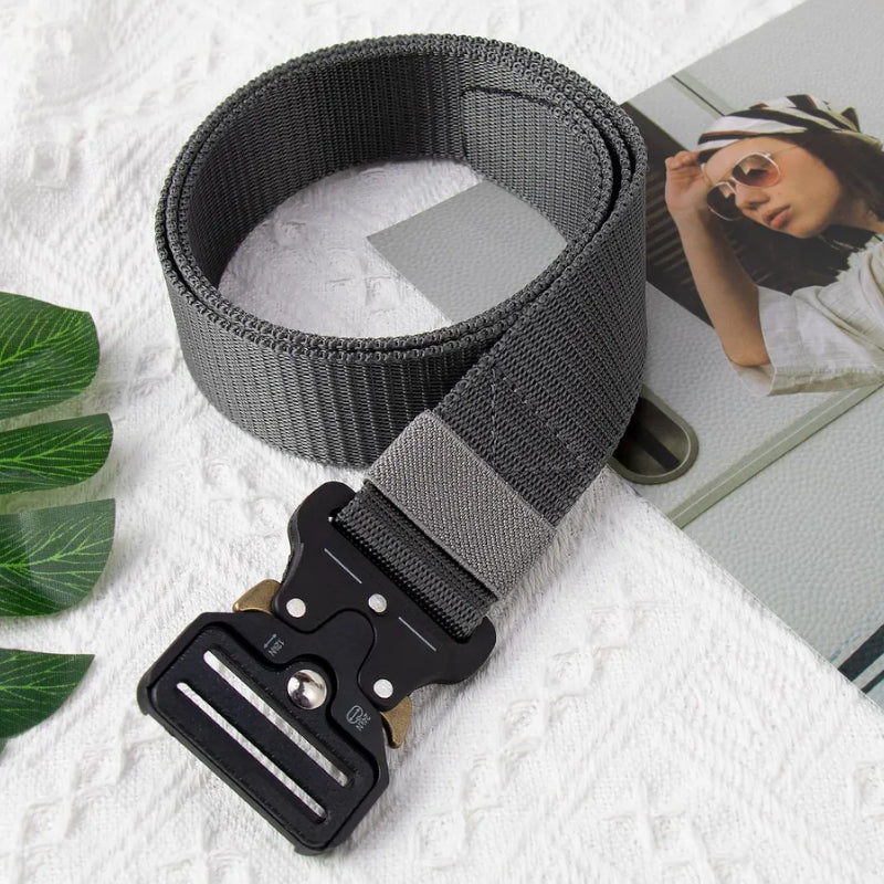Ceinture Tissu Tactique Elastique Pour Militaire Grise