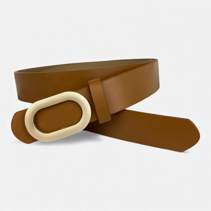 Ceinture Femme Cuir Marron Boucle Dorée