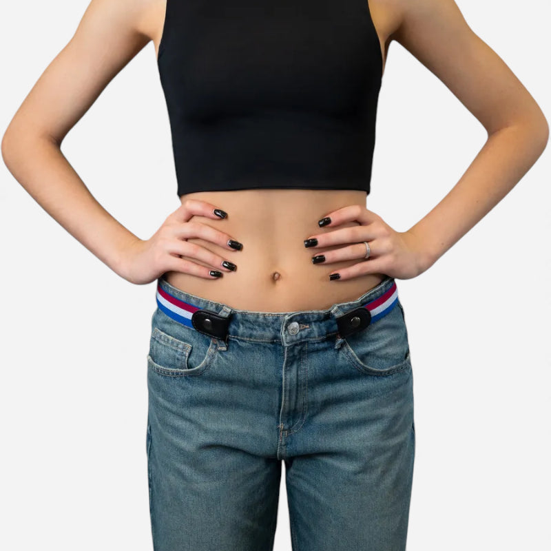 Ceinture Sans Boucle Elastique Bleu Blanc Rouge Femme et Homme