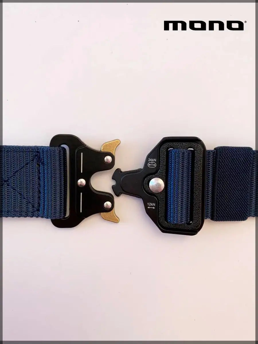 Ceinture En Tissu Tactique Elastique Bleu Marine Boucle Grise Pour Militaire