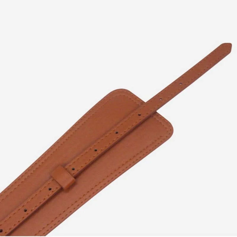 Ceinture Large Taille Haute En Cuir Marron Pour Robe