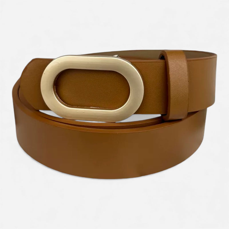 Ceinture Femme Cuir Marron Boucle Dorée