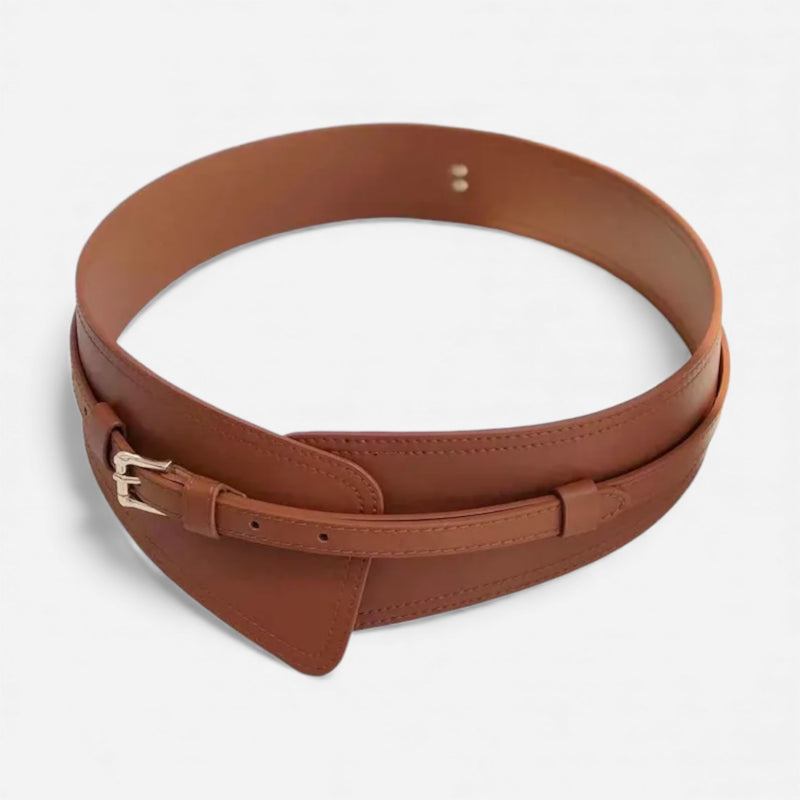 Ceinture Large Taille Haute En Cuir Marron Pour Robe