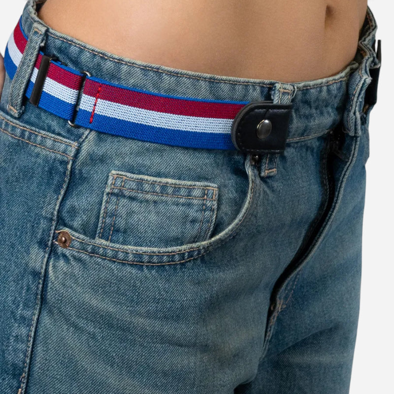 Ceinture Sans Boucle Elastique Bleu Blanc Rouge Femme et Homme