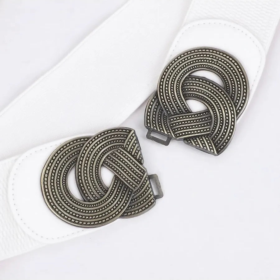 Ceinture Large Tissu Elastique Blanche Femme