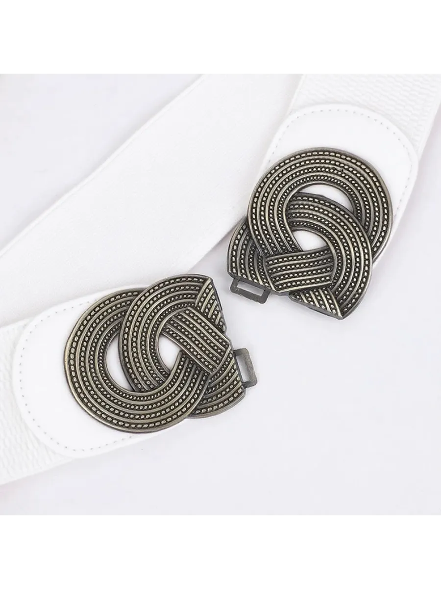 Ceinture Large Tissu Elastique Blanche Femme