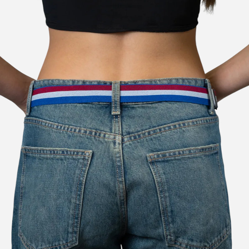 Ceinture Sans Boucle Elastique Bleu Blanc Rouge Femme et Homme