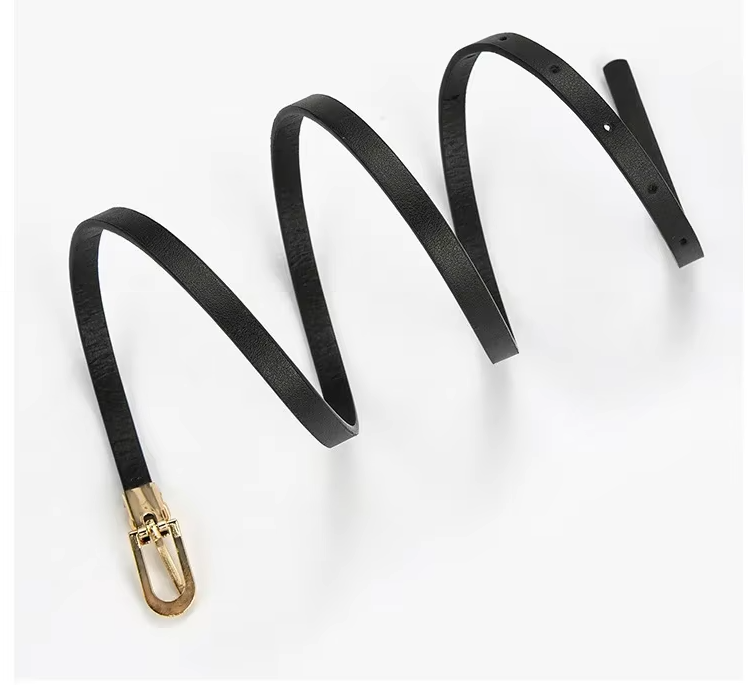 Ceinture Fine Noire Boucle Doré