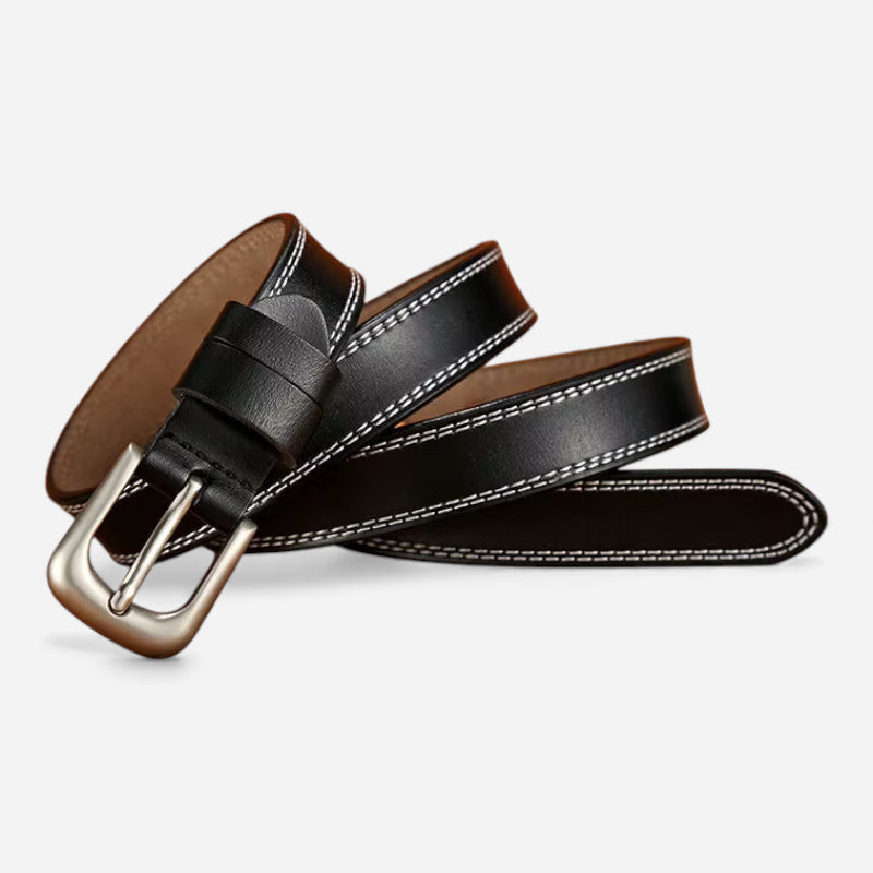 Ceinture Fine Cuir Noir Femme