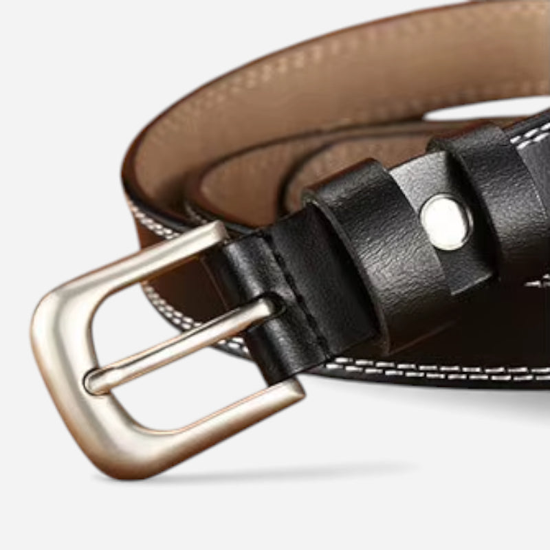 Ceinture Fine Cuir Noir Femme
