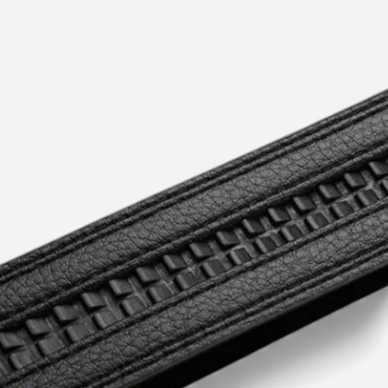 Ceinture Automatique Boucle Noire Cuir Véritable Noir Homme