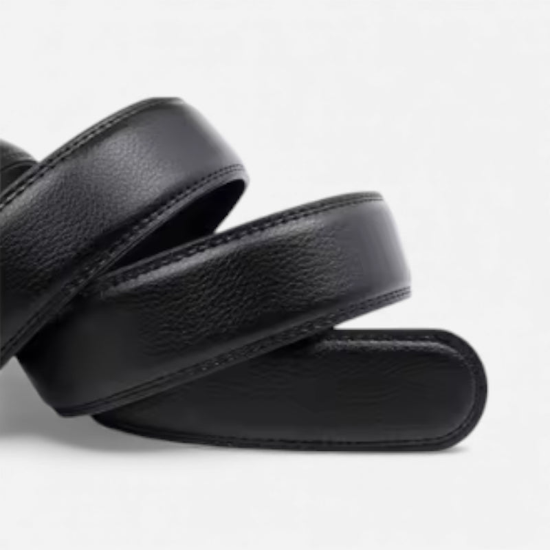 Ceinture Automatique Boucle Noire Cuir Véritable Noir Homme