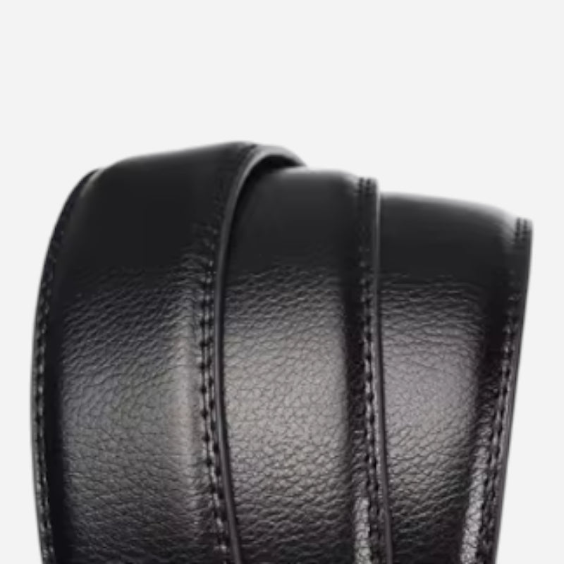 Ceinture Automatique Boucle Noire Cuir Véritable Noir Homme