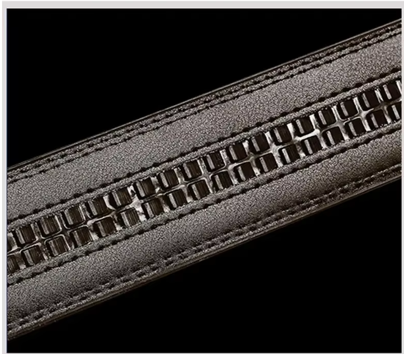 Ceinture Automatique Boucle Noire Cuir Véritable Marron Foncé Homme