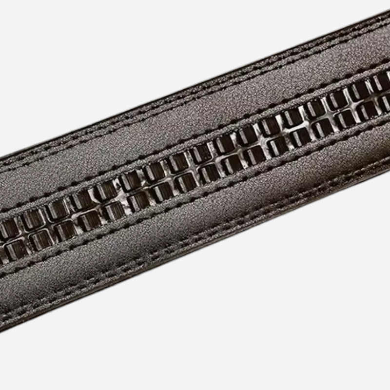 Ceinture Automatique Boucle Noire Cuir Véritable Marron Foncé Homme