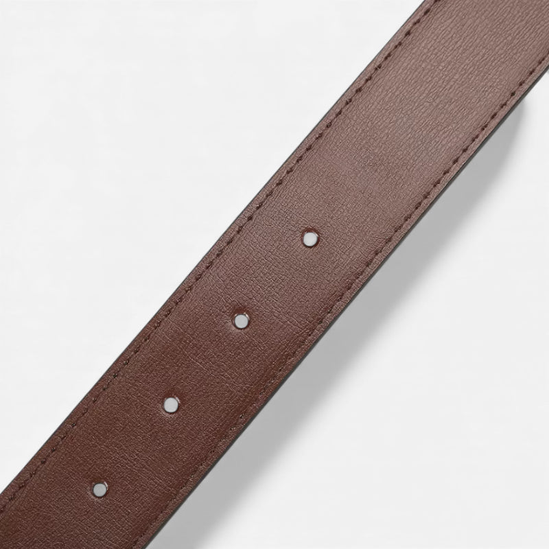 Ceinture Cuir Noir Boucle Argentée Arrondie Homme - Réversible 2 en 1