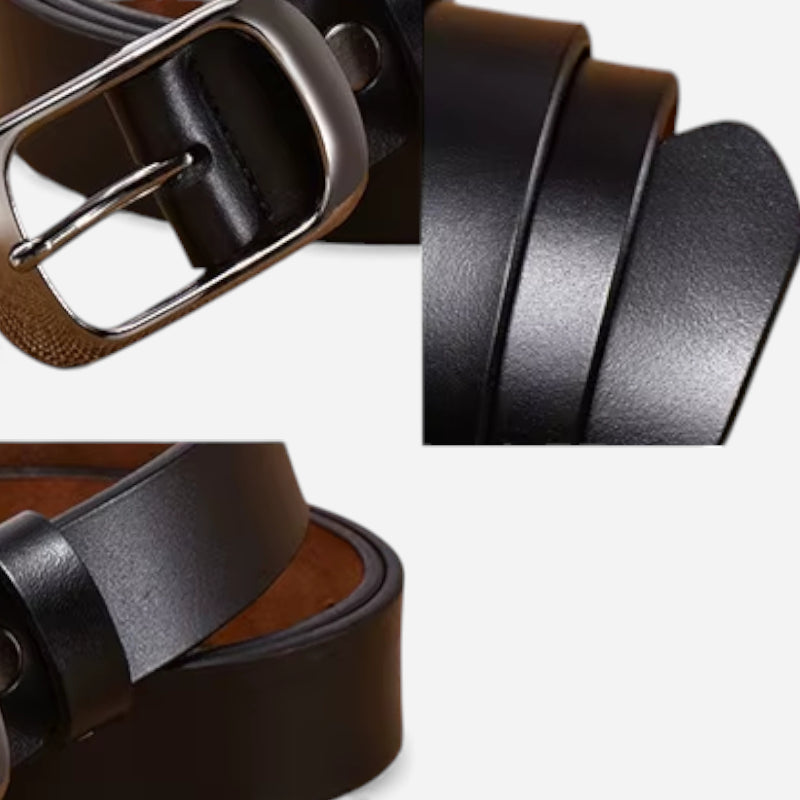 Ceinture Cuir Noir Boucle Noir Brillant Femme