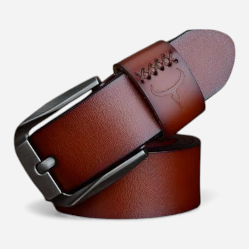 Ceinture Cuir Véritable Marron Cognac Homme