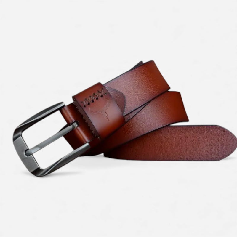 Ceinture Cuir Véritable Marron Cognac Homme