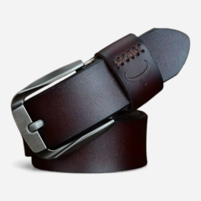 Ceinture Cuir Véritable Marron Foncé Homme