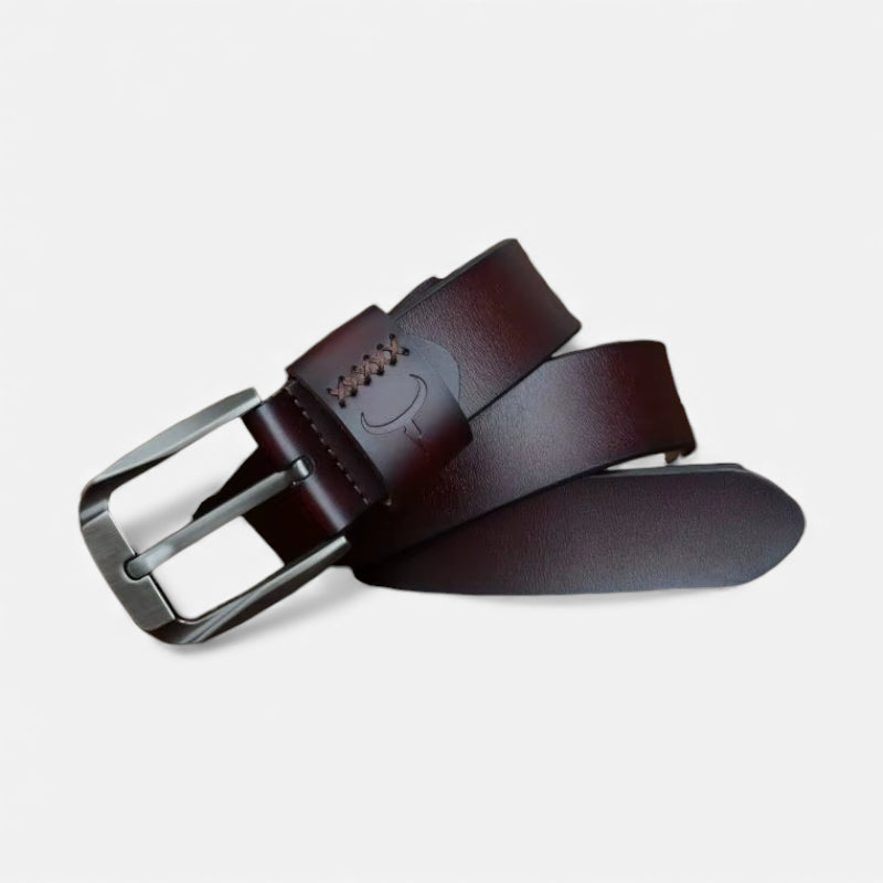 Ceinture Cuir Véritable Marron Foncé Homme