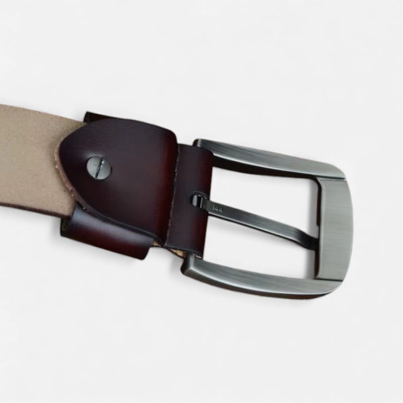 Ceinture Cuir Véritable Marron Foncé Homme