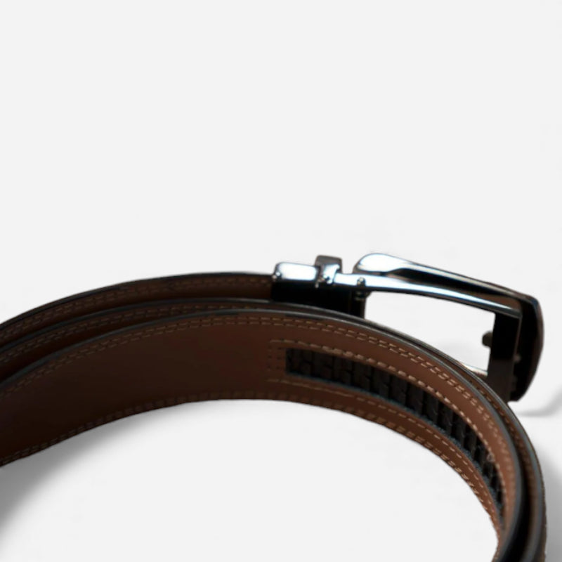 Ceinture Cuir Noir Automatique Boucle Brillante Homme