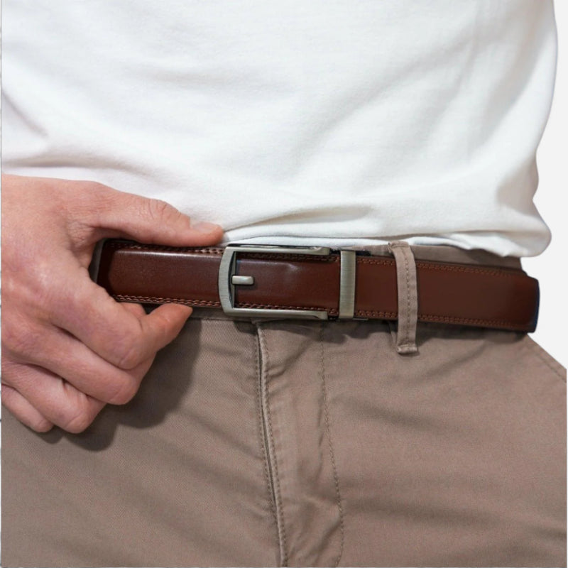 Ceinture Cuir Marron Automatique Homme - Réversible 2 en 1