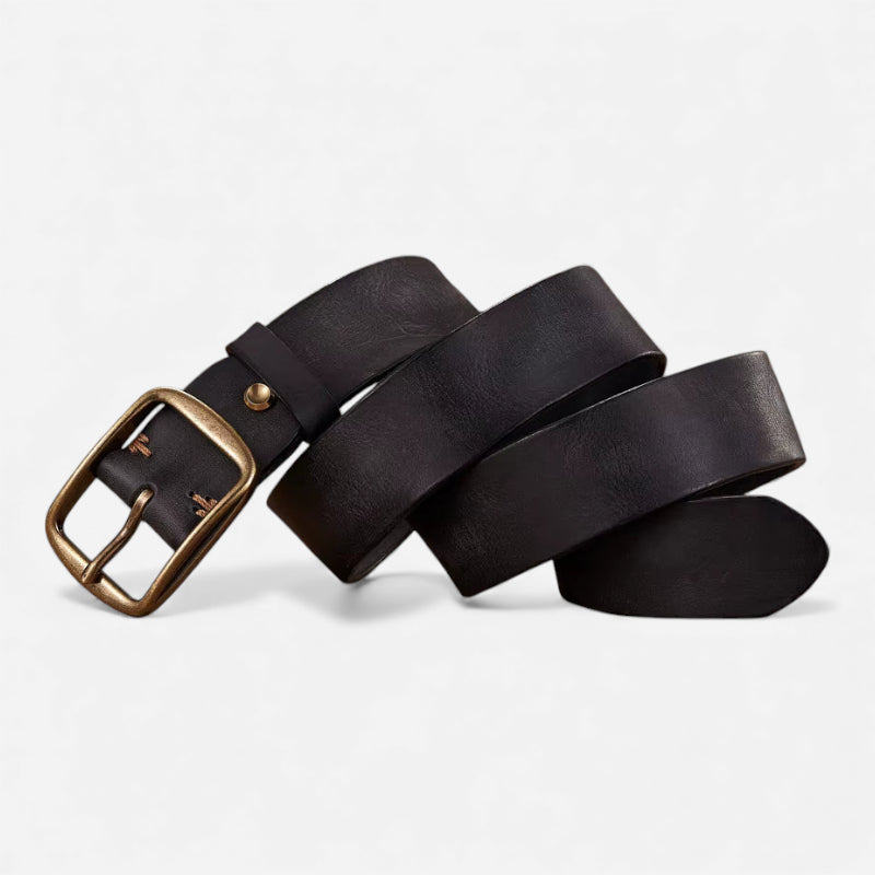 Ceinture Cuir Noir Premium Boucle Dorée Pour Homme & Femme