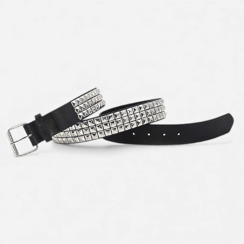 Ceinture Rivet Cuir Noire Pour Femme & Homme