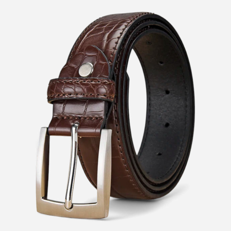Ceinture Crocodile Homme Marron Foncé