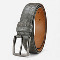 Ceinture Cuir Crocodile Véritable Gris Boucle Argentée Homme et Femme