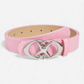 Ceinture Cuir Rose Y2k Boucle Argentée Pour Femme