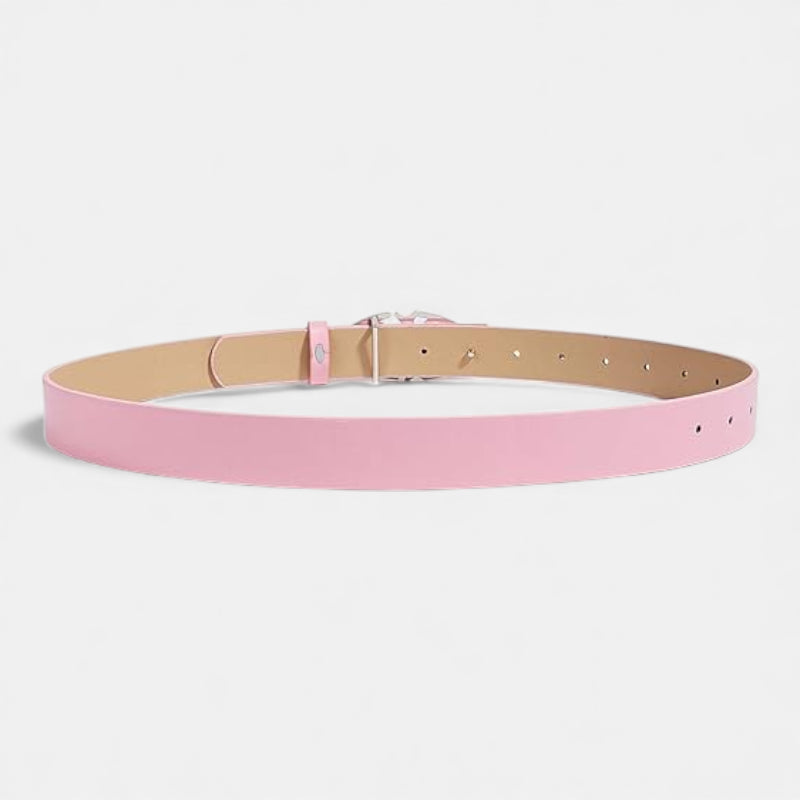 Ceinture Cuir Rose Y2k Boucle Argentée Pour Femme