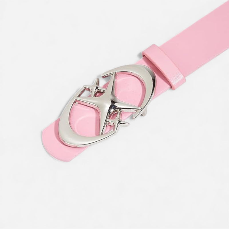 Ceinture Cuir Rose Y2k Boucle Argentée Pour Femme