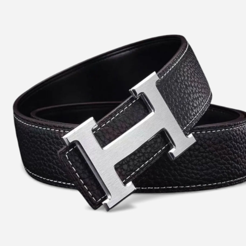 Ceinture Cuir Noir Boucle H
