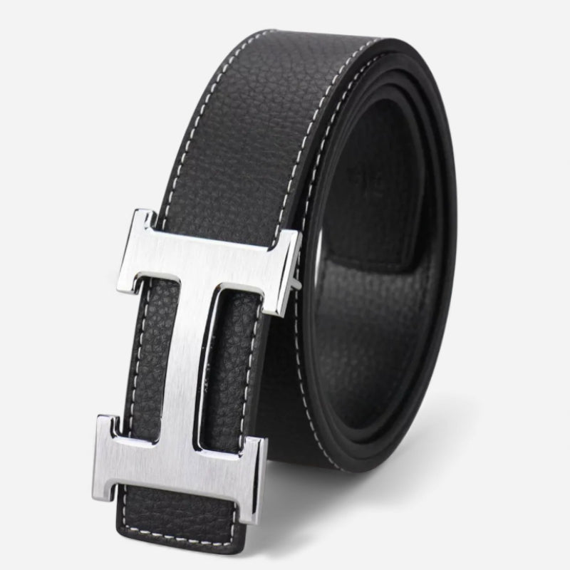 Ceinture Cuir Noir Boucle H
