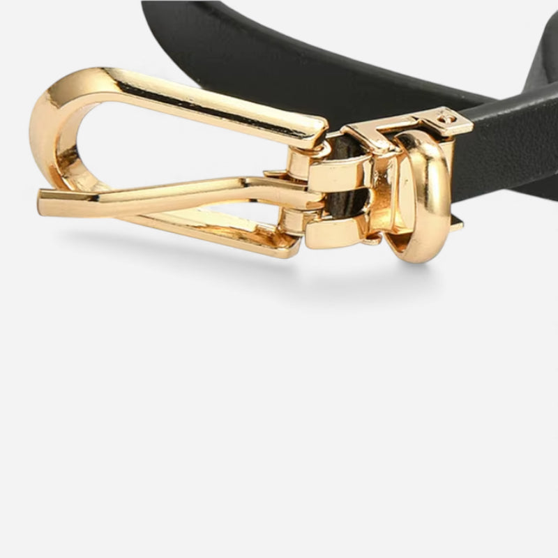 Ceinture Fine Noire Boucle Doré