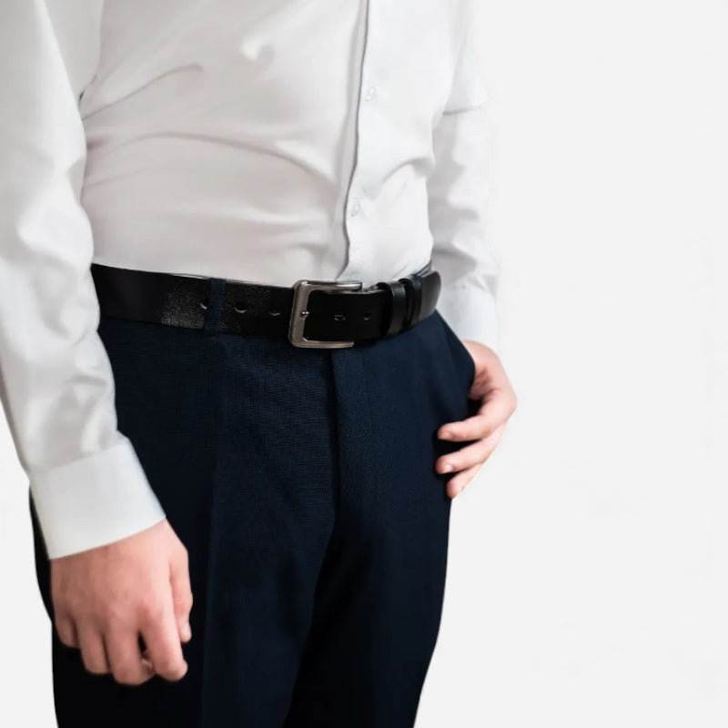 Ceinture Cuir Vernis Noir Homme