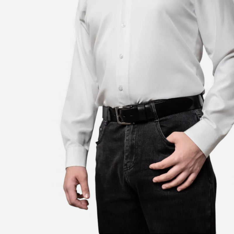 Ceinture Cuir Vernis Noir Homme