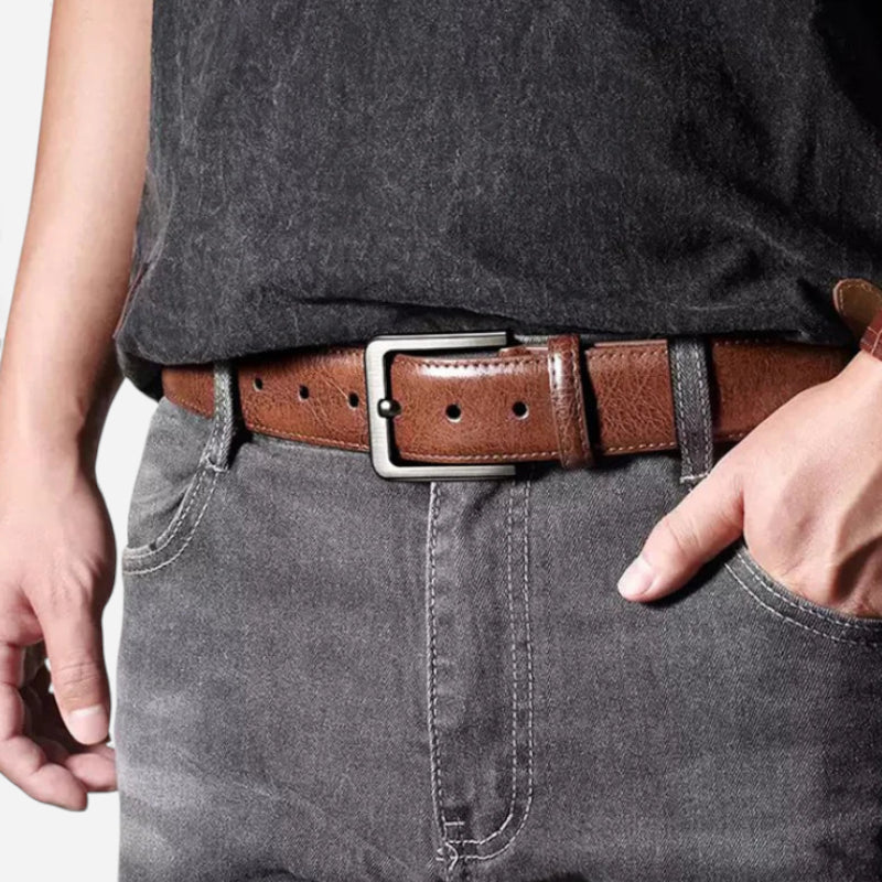Ceinture Cuir Vernis Marron Homme
